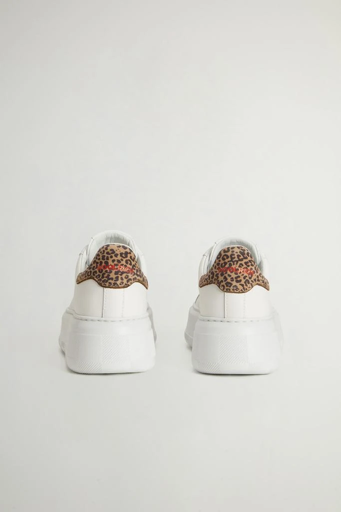 Woolrich Chunky Court Sneakers in Leather - Women - White 3