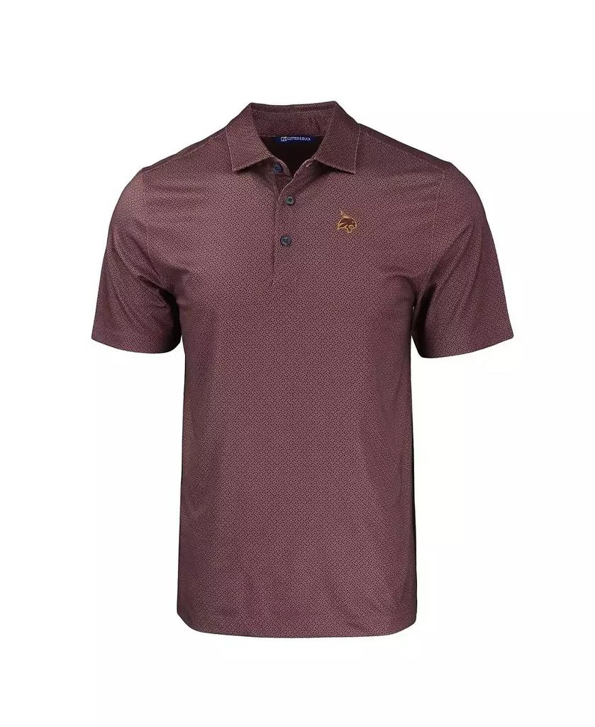 Cutter & Buck Men's Maroon Texas State Bobcats Pike Eco Tonal Geo Print Stretch Polo 2