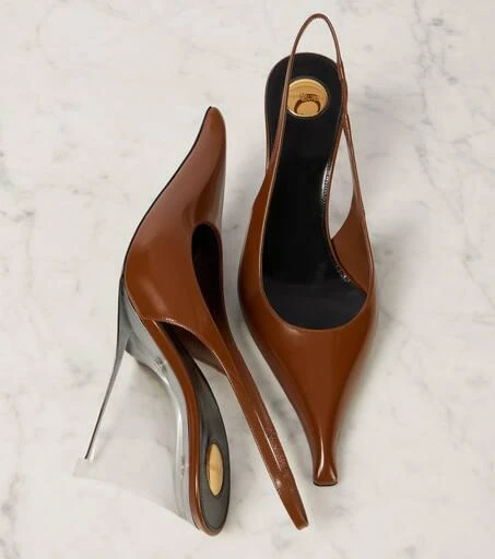 Yves Saint Laurent Miller 80 leather slingback wedges 5