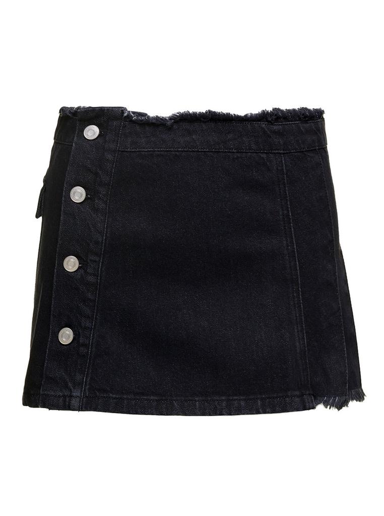 Andersson Bell Black Denim Pleated Mini Skirt Arron In Cotton Woman