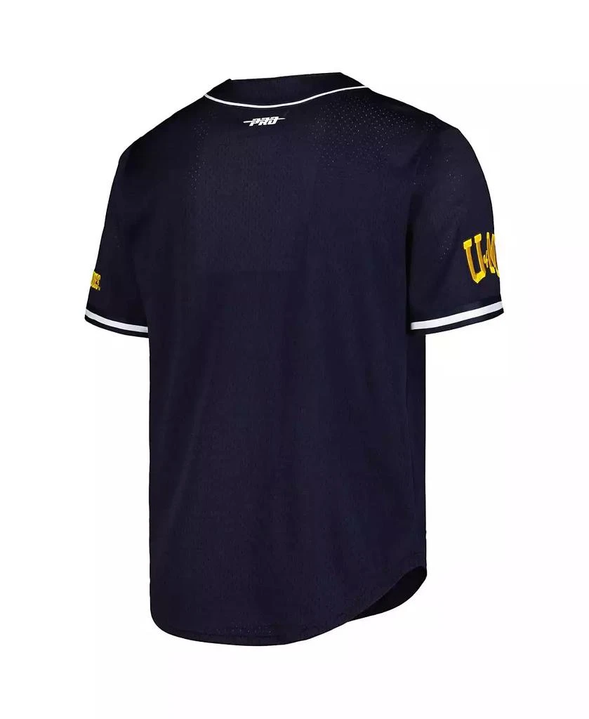 Pro Standard Men's Navy Michigan Wolverines Mesh Full-Button Replica Baseball Jersey 3