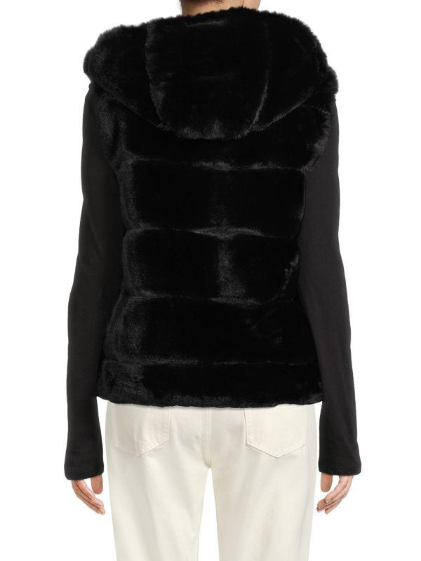 Adrienne Landau Leopard Print Faux Fur Reversible Hooded Vest