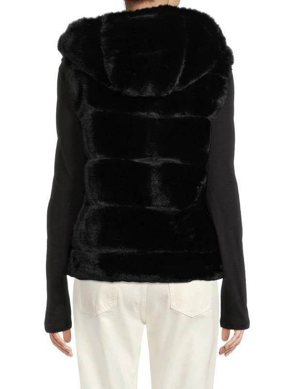 Adrienne Landau Leopard Print Faux Fur Reversible Hooded Vest 2