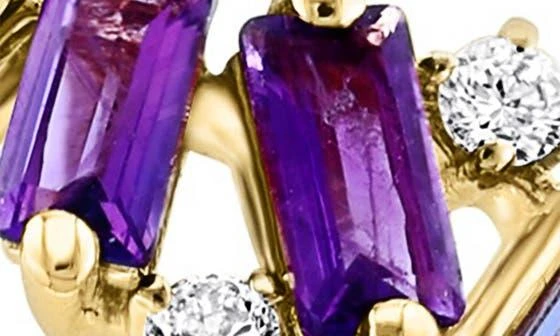 Effy 14K Yellow Gold Amethyst & Diamond Ring 2
