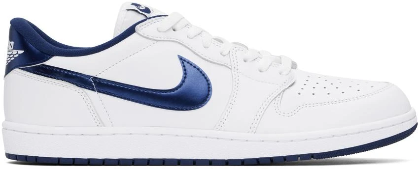 Jordan White & Navy Air Jordan 1 Low Sneakers 1