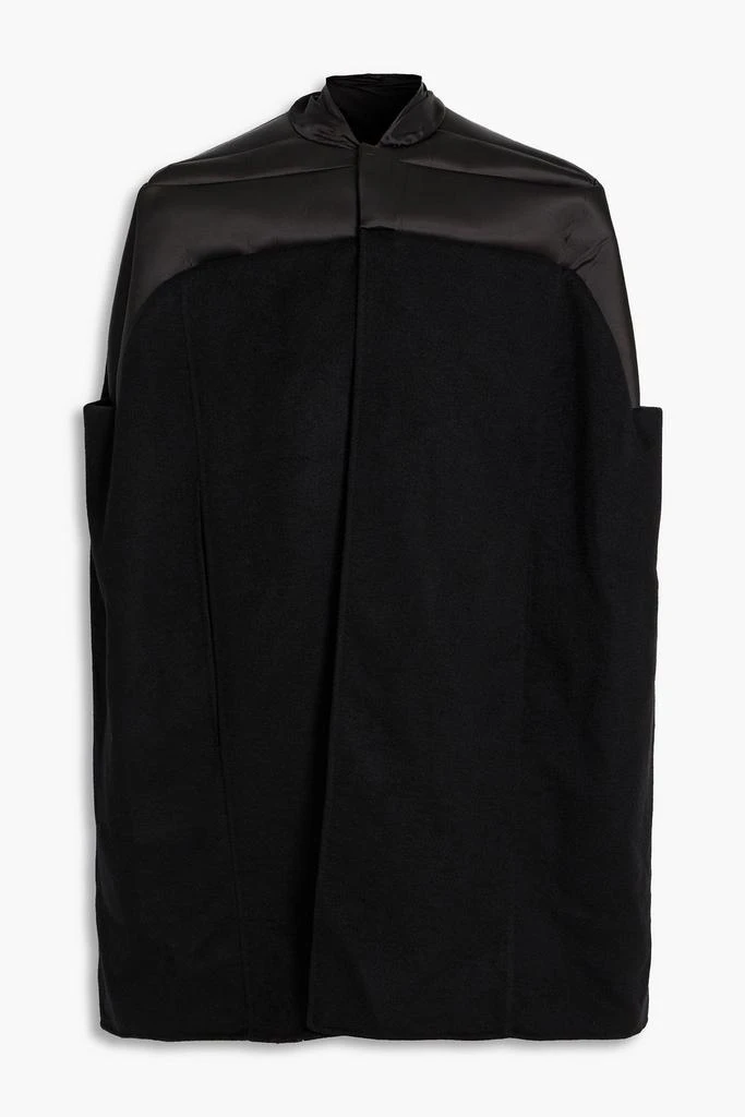 RICK OWENS Oversized quilted satin-paneled cashmere cape 1