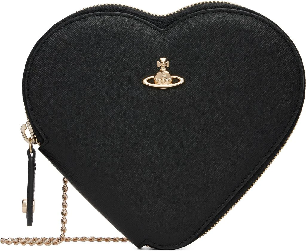 Vivienne Westwood Black New Heart Crossbody Clutch Bag