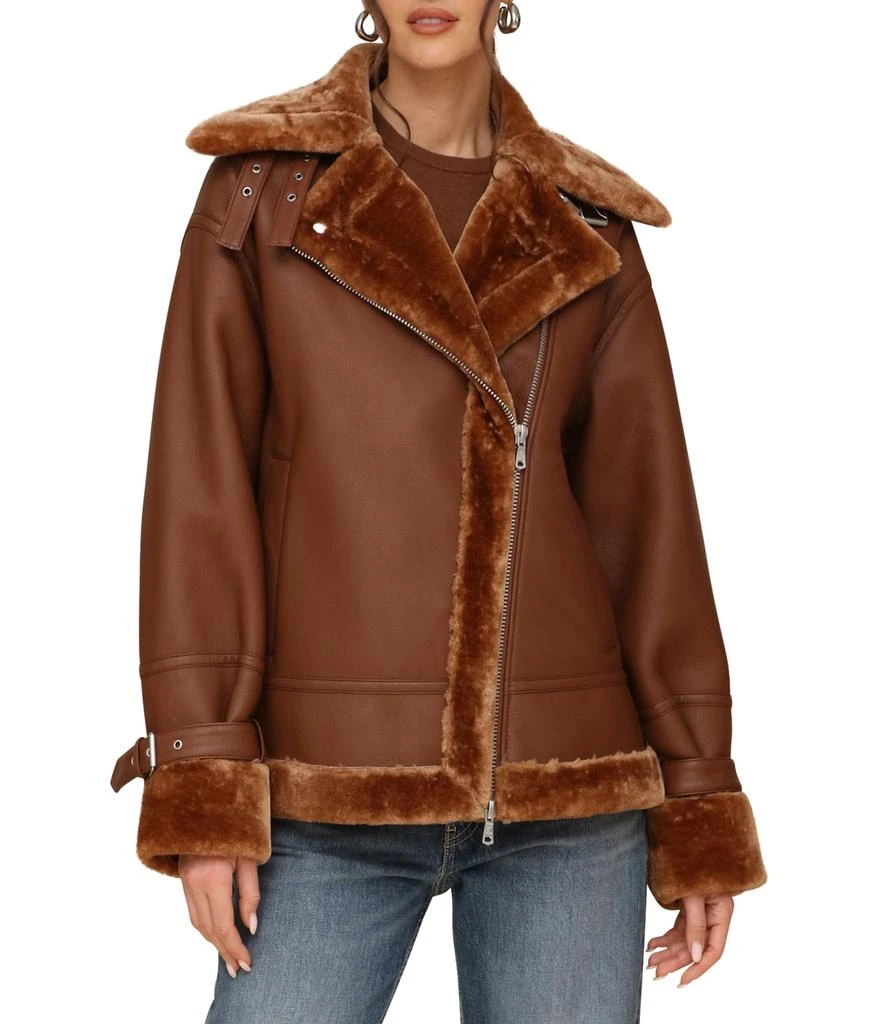 Avec Les Filles Oversized Faux Shearling Moto Coat 1