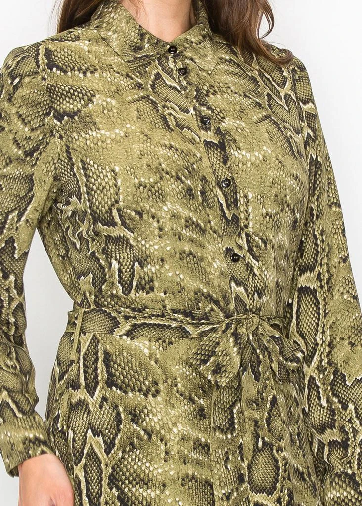 Yal New York Green Snake-Print Button-Up Dress 5