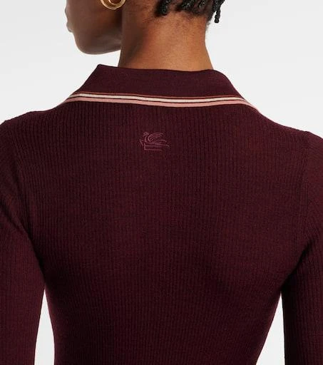 ETRO Printed wool and cotton polo sweater 5