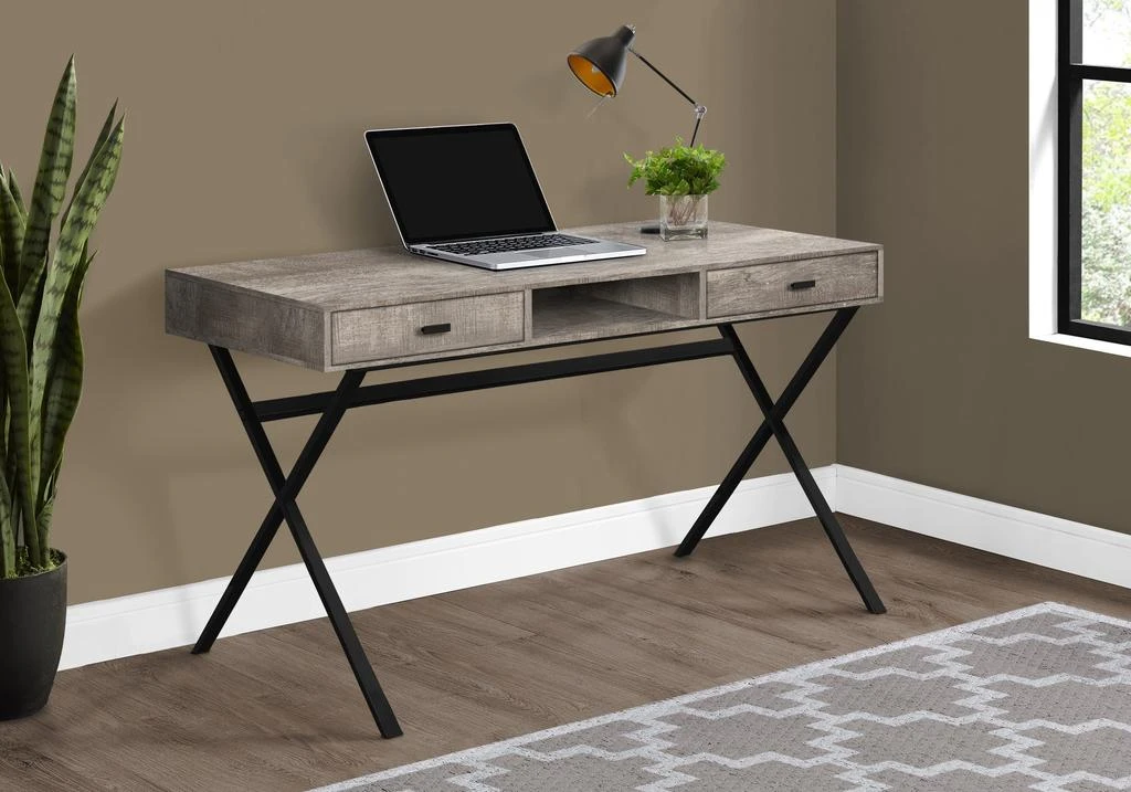 Hivvago 47" Taupe and Black Computer Desk With Two Drawers 5