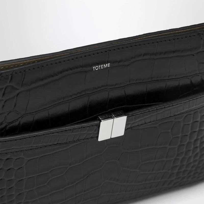 Totême Black crossbody bag with belt and croc print 6