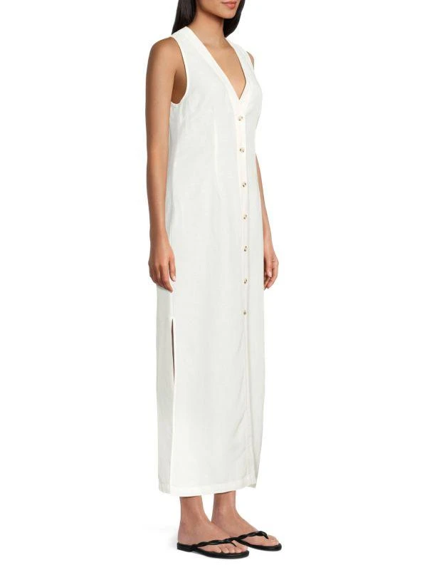 Onia V-neck Linen Blend Cover Up Dress 3