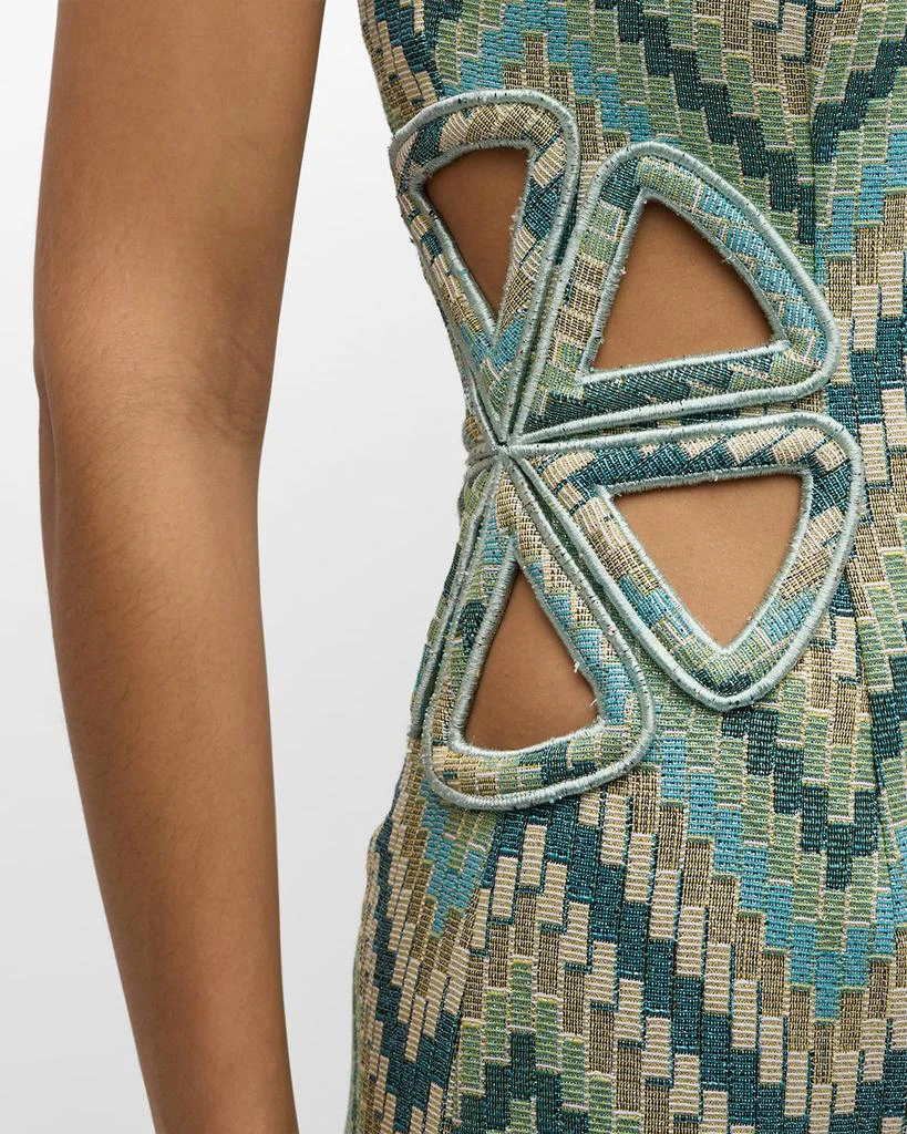 Ramy Brook Clare Chevron Jacquard Cutout Strapless Dress 5