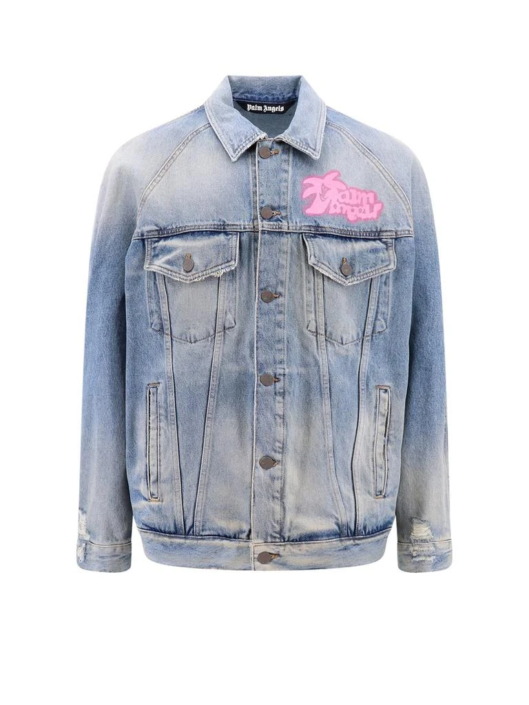 Palm Angels Palm Angels Graffiti Printed Distressed Denim Jacket 1