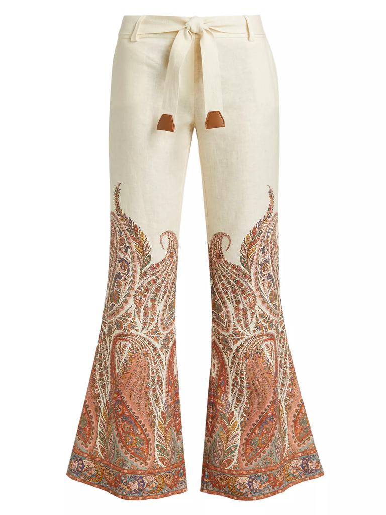 【Zimmermann】Pop embroidered linen wide-leg pants Zimmermann Pop embroidered linen wide-leg pants - Leggings