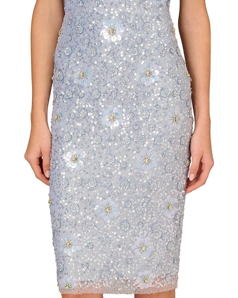 Aidan Mattox Beaded Plunge Neck Sheath Dress 5