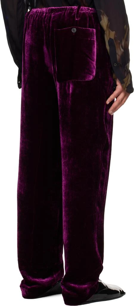 Dries Van Noten Purple Silk Velvet Trousers 3