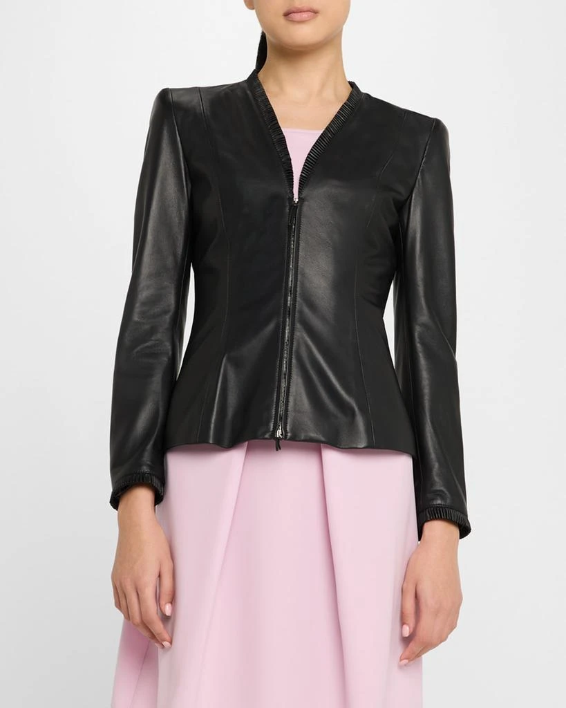Emporio Armani Tailored Zip-Front Nappa Leather Jacket 4
