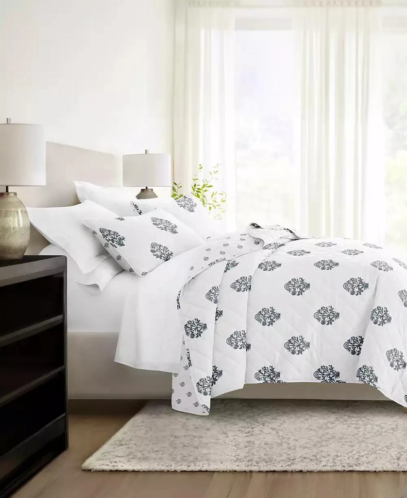 IENJOY HOME Stamped Bloom Reversible 3-Pc. Quilt Set 2