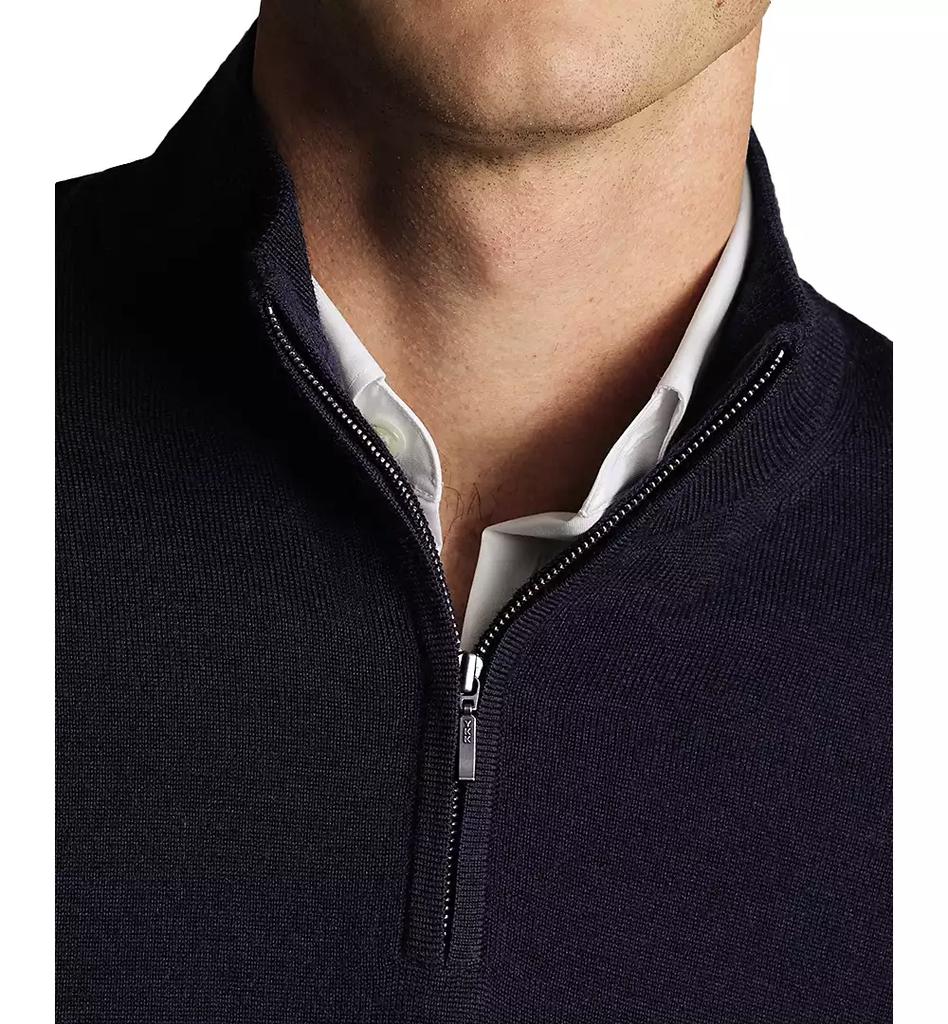 Charles Tyrwhitt Men's Long Sleeve Quarter-Zip Merino Wool Sweater