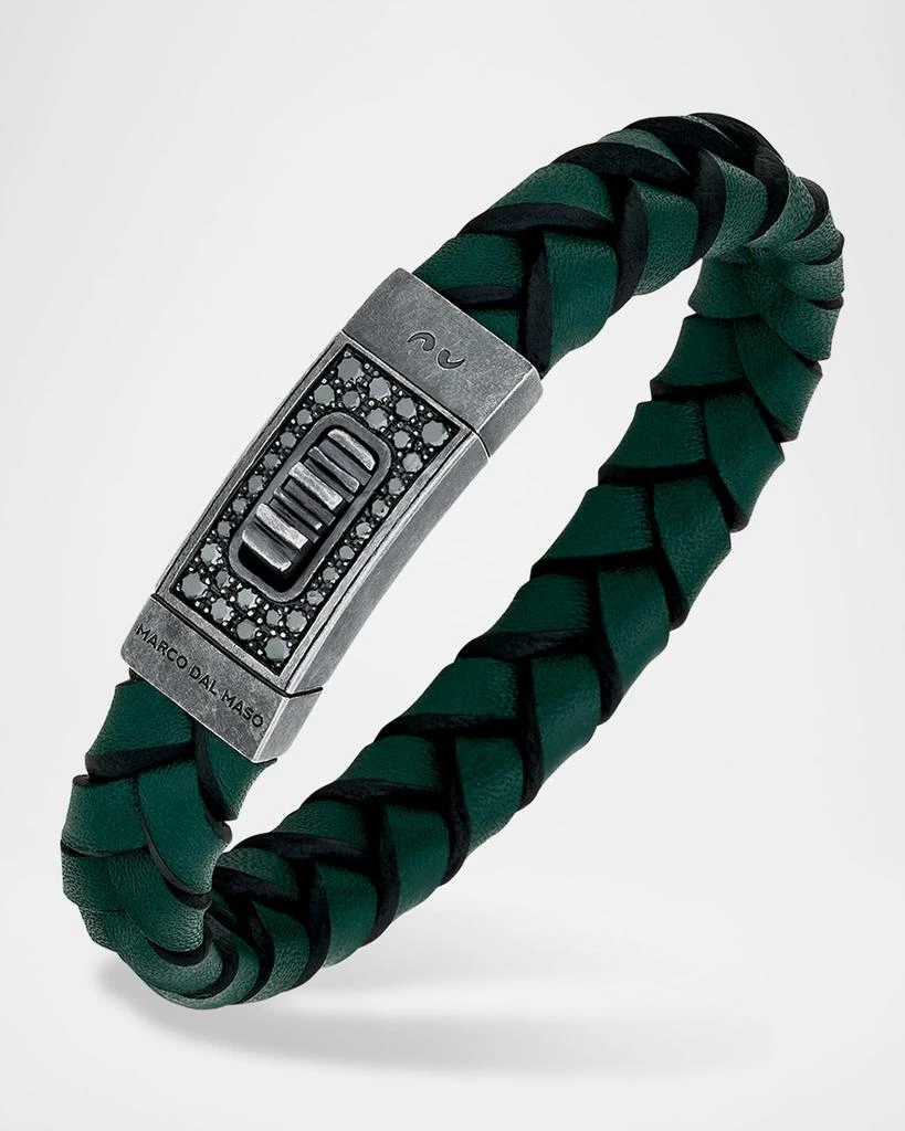 Marco Dal Maso Last Gladiator Thin Leather Bracelet with Black Diamonds 1