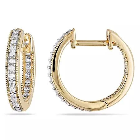 579326 0.22 CT. T.W. Inside Outside Diamond Hoop Earrings in 14K Gold 1