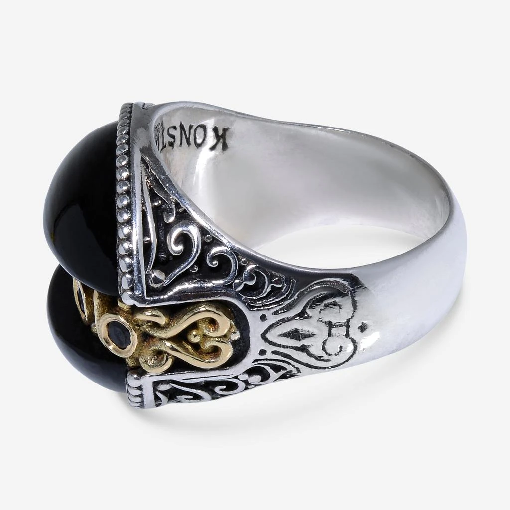 Konstantino Konstantino 18K Yellow Gold and Sterling Silver and Onyx Ring Sz 8 DKJ766-314 2