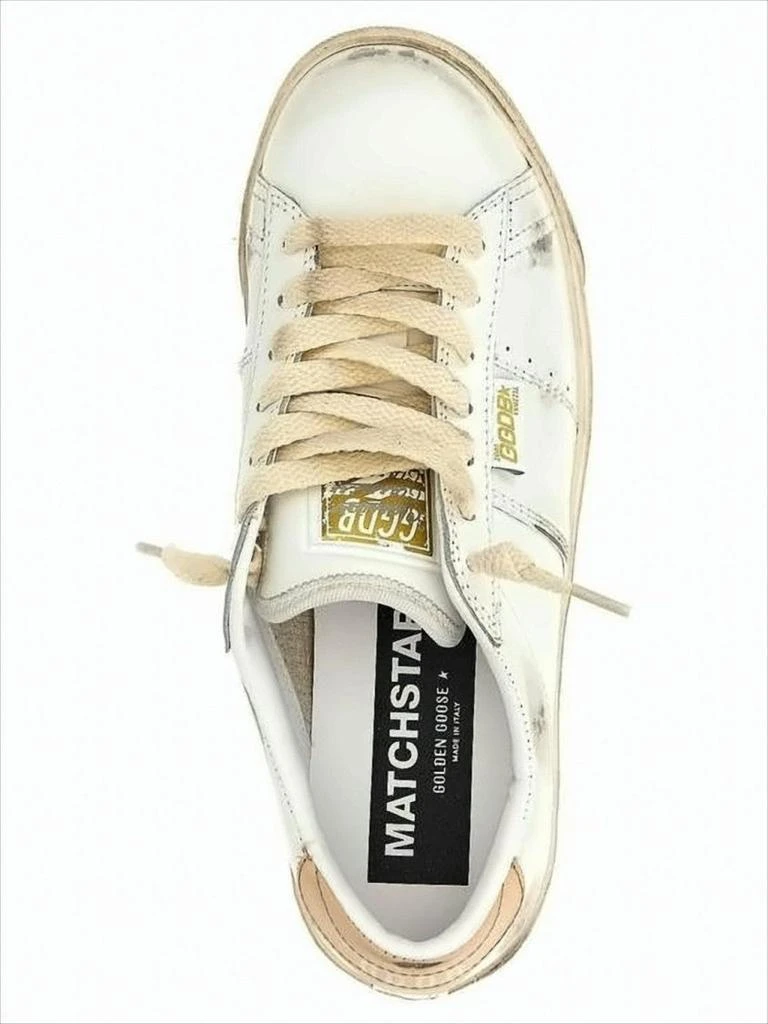Golden Goose Distressed White Leather Low-Top Sneakers With Vintage Aesthetic 4