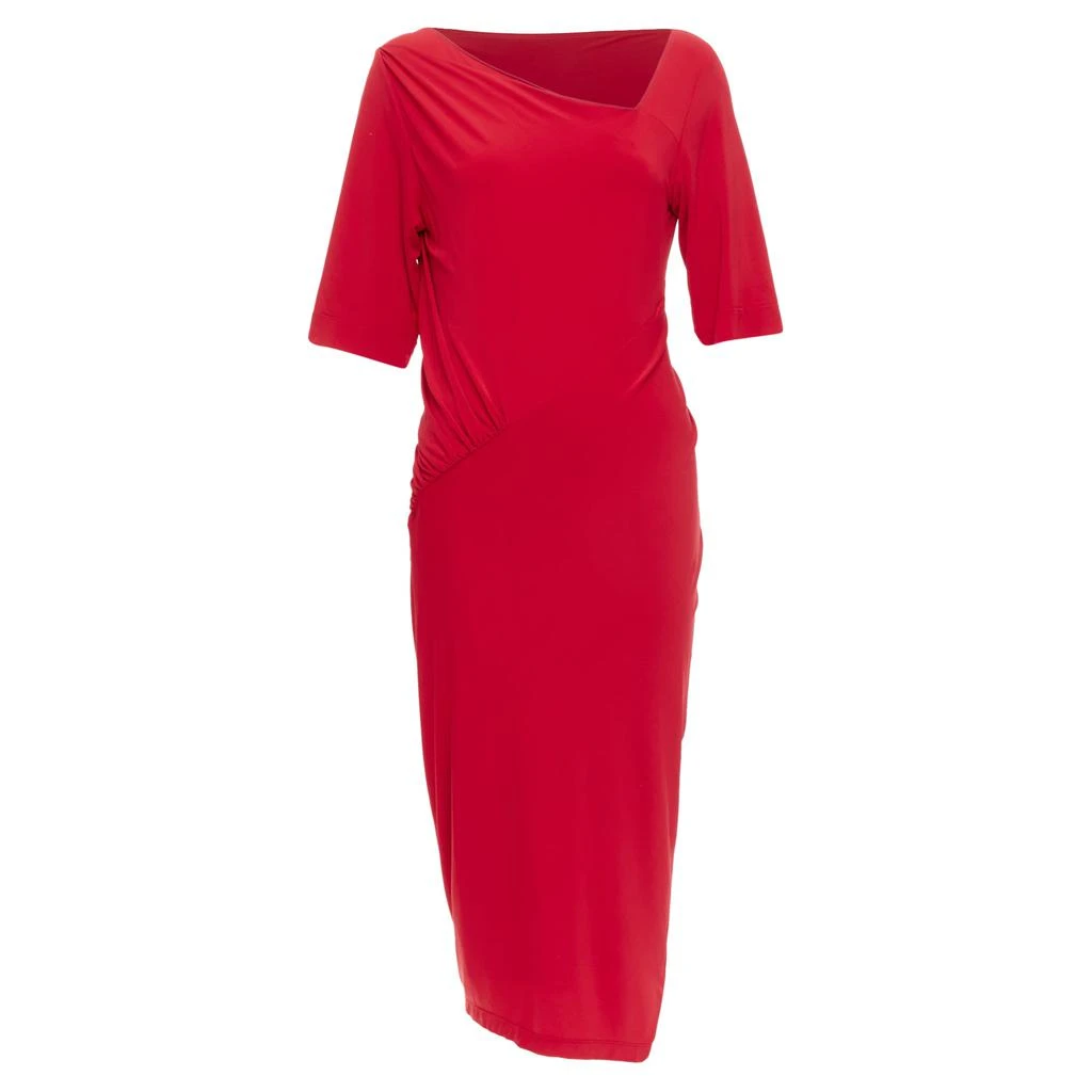 Donna Karan Asymmetric Neck Tuck Draped Midi Dress 1