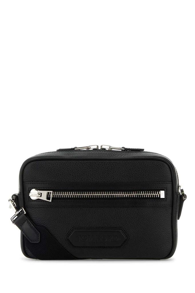 Shop Black Leather Small Traveller Crossbody Bag on Sale at