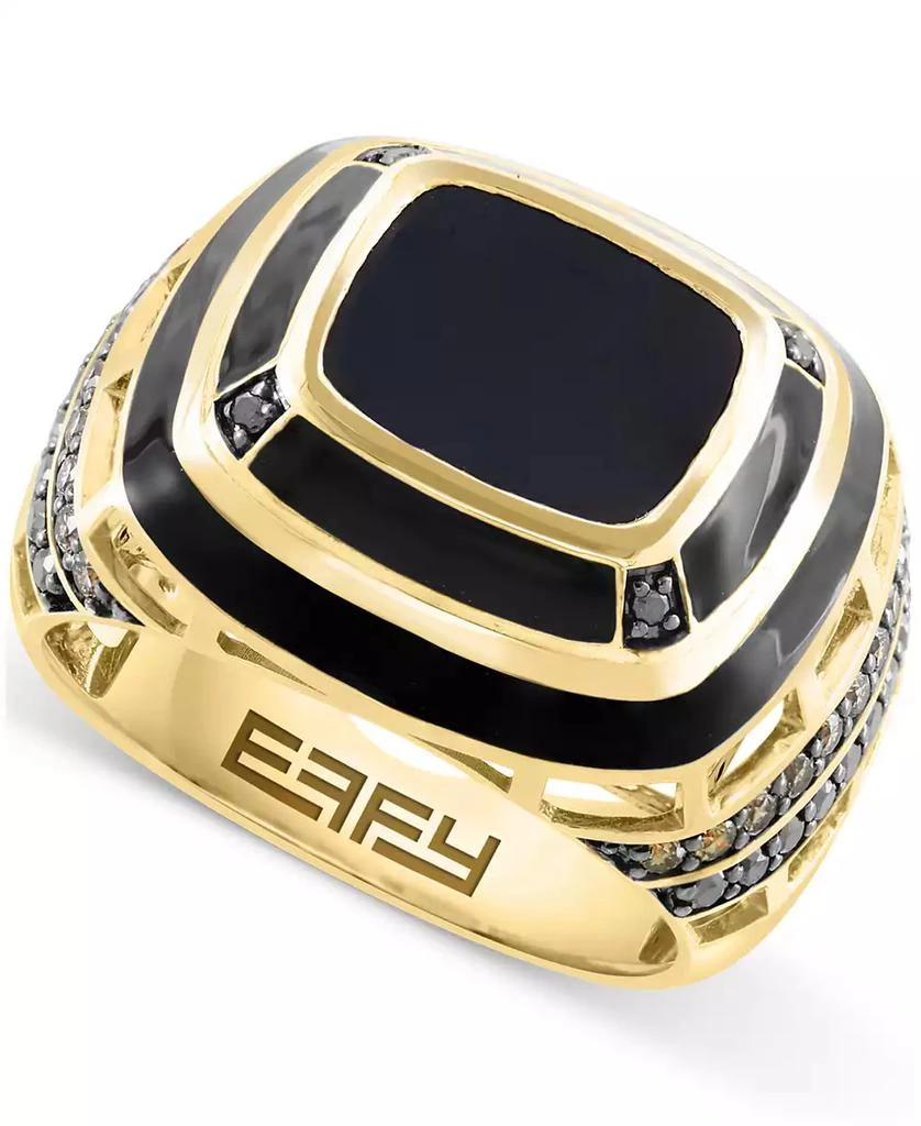 Effy EFFY® Men
s Onyx 
Black Diamond (1/4 ct. t.w.) 
Espresso Diamond (1/3 ct. t.w.) Ring in 14k Gold