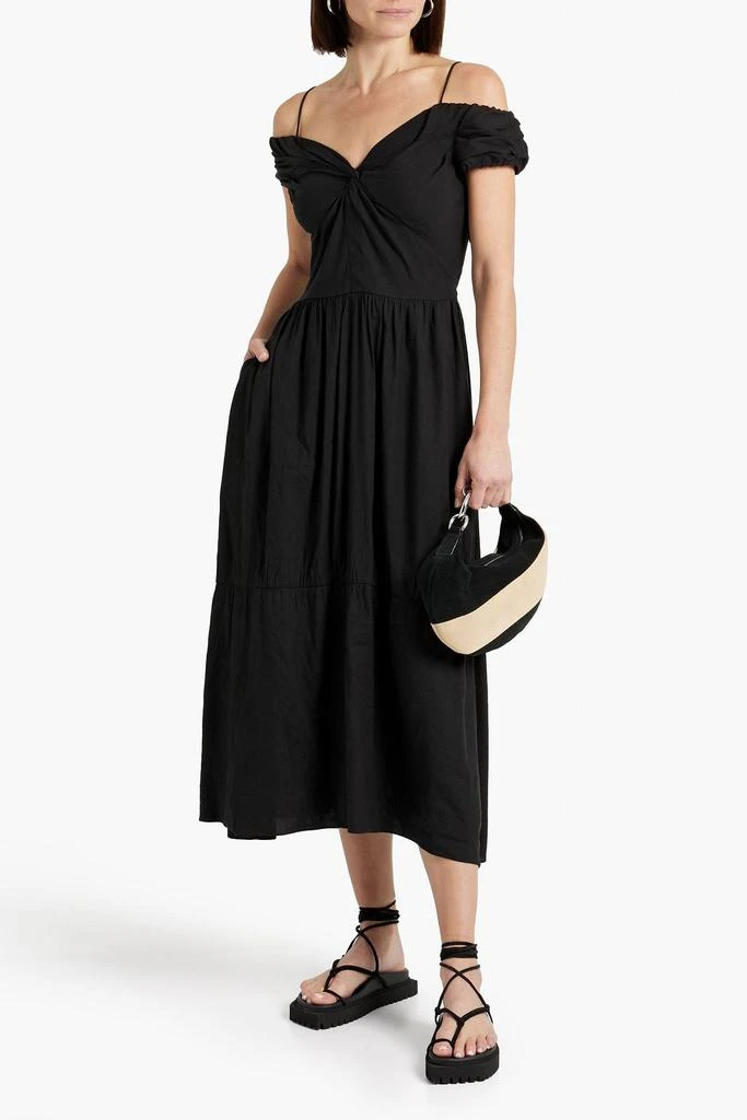 Vince Cold-shoulder twist-front linen-blend midi dress 2
