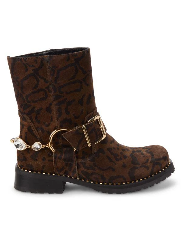 Sophia Webster Blake Snakeskin Print Suede Biker Boots 1