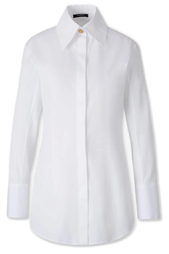 Balmain Balmain Button-Up Long-Sleeved Poplin Shirt from Cettire