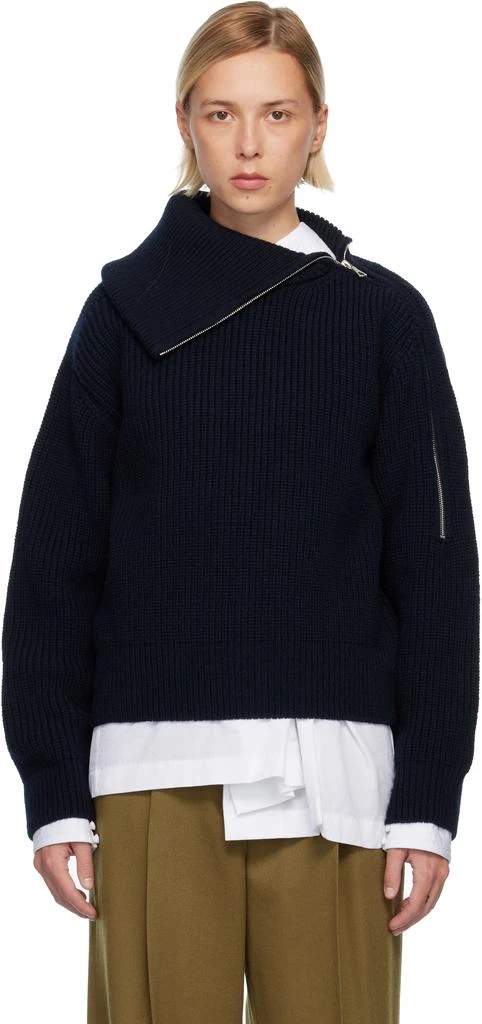 Dries Van Noten Black Zipped Wool Turtleneck 1