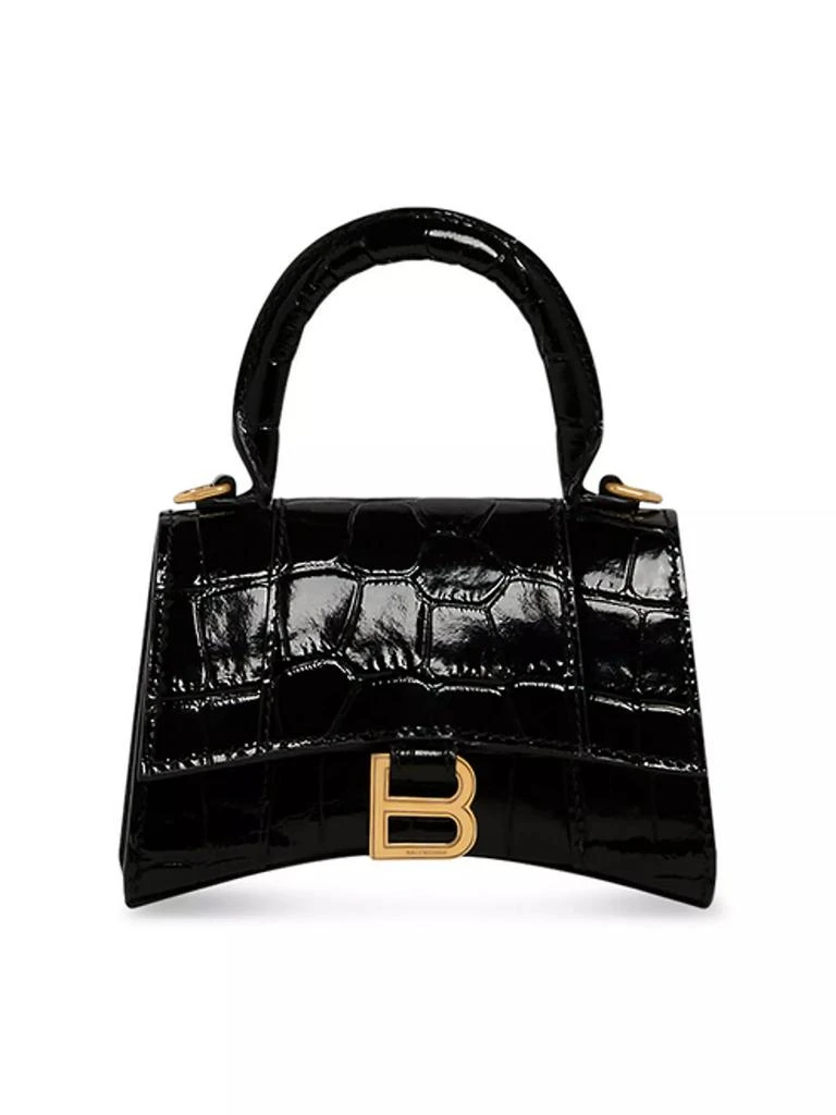 Balenciaga Hourglass Mini Handbag With Chain Crocodile Embossed 1