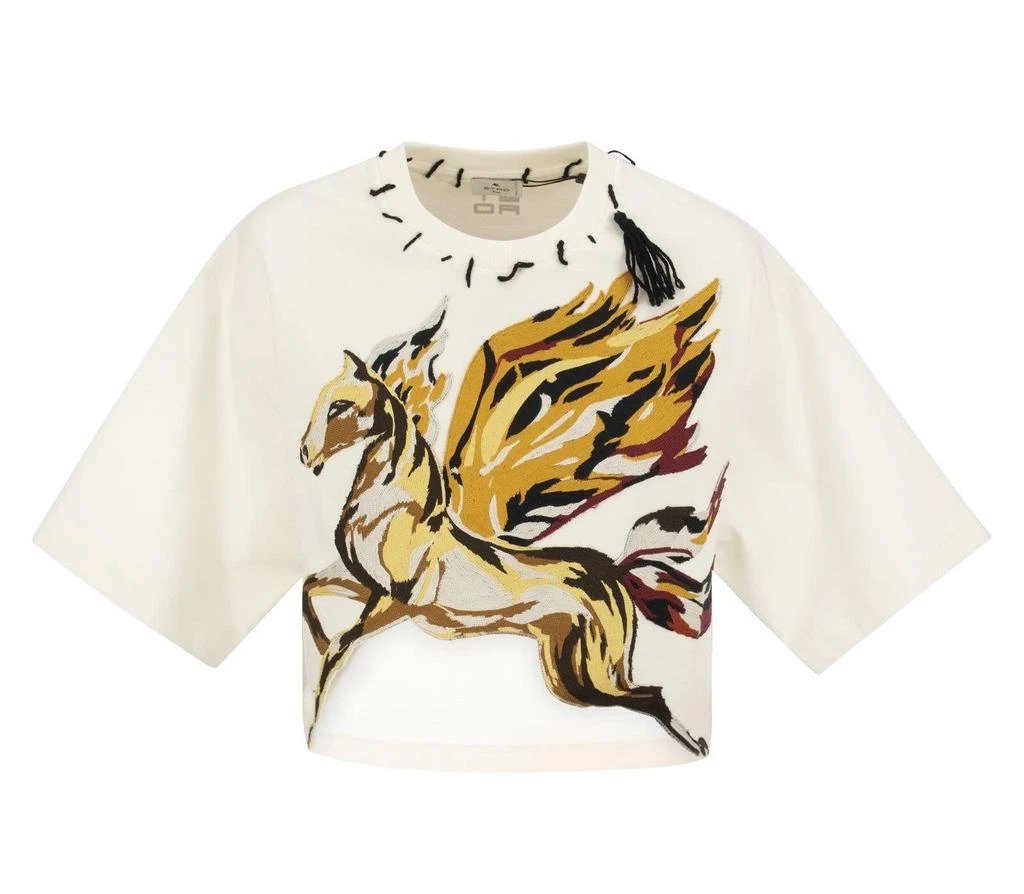 Etro Etro Pegaso-Patch Cropped T-Shirt 1