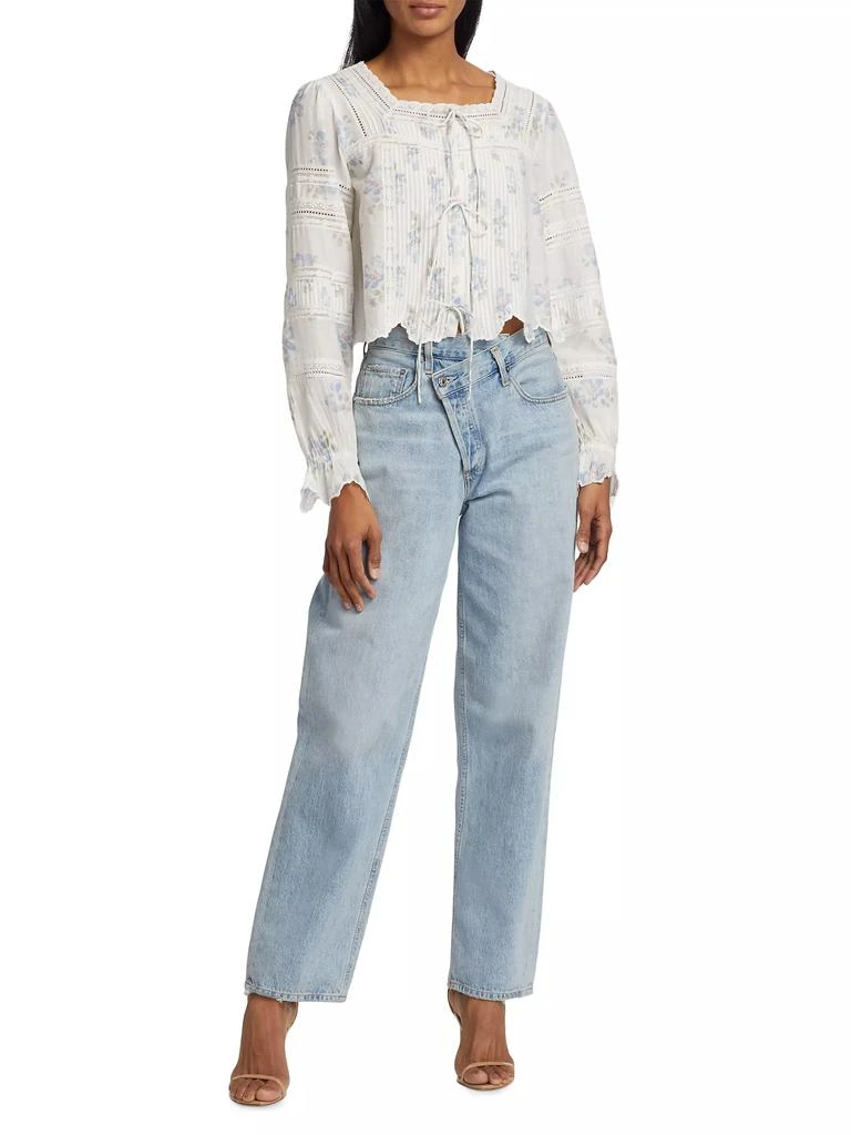 LOVESHACKFANCY Sanra Floral Lace Pintuck Blouse 2