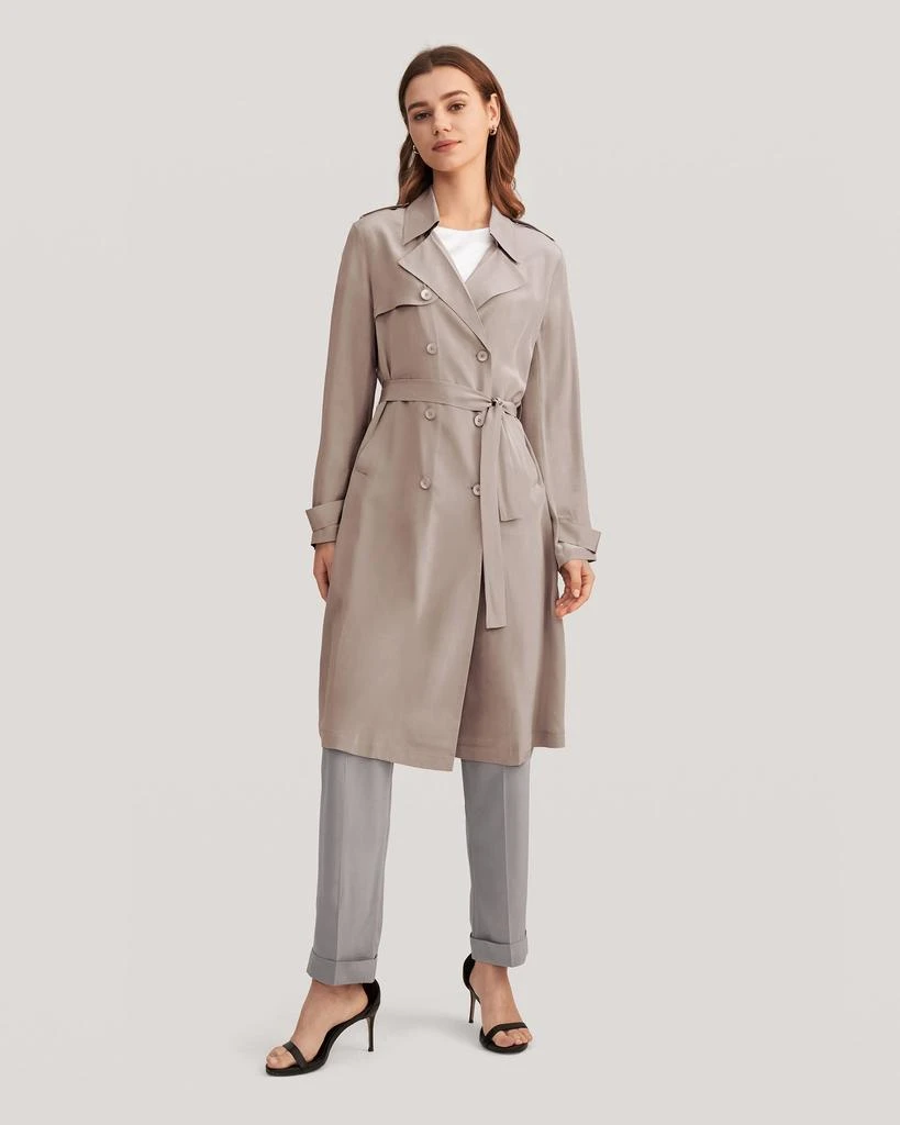 LILYSILK Classic Woman Double Breasted Silk Trench Coat 1