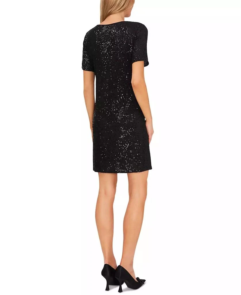 CeCe Women's Short Sleeve Scoop Neck Sequin Dress 2