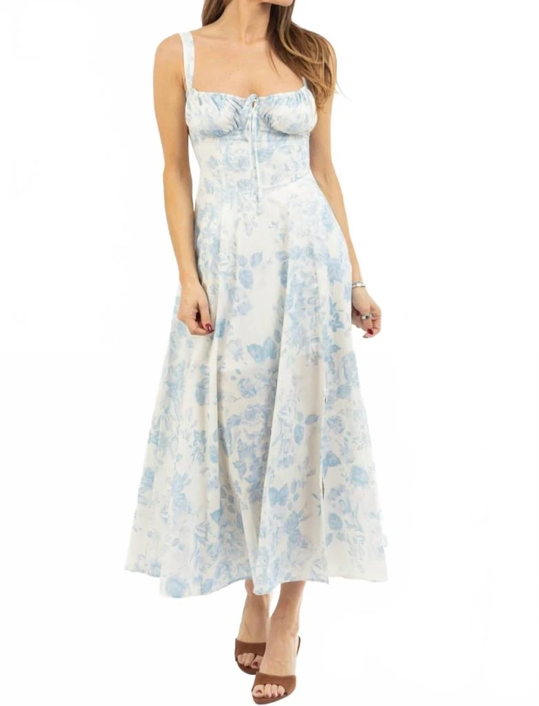 MABLE Flo Bustier Midi Dress In Blue 4