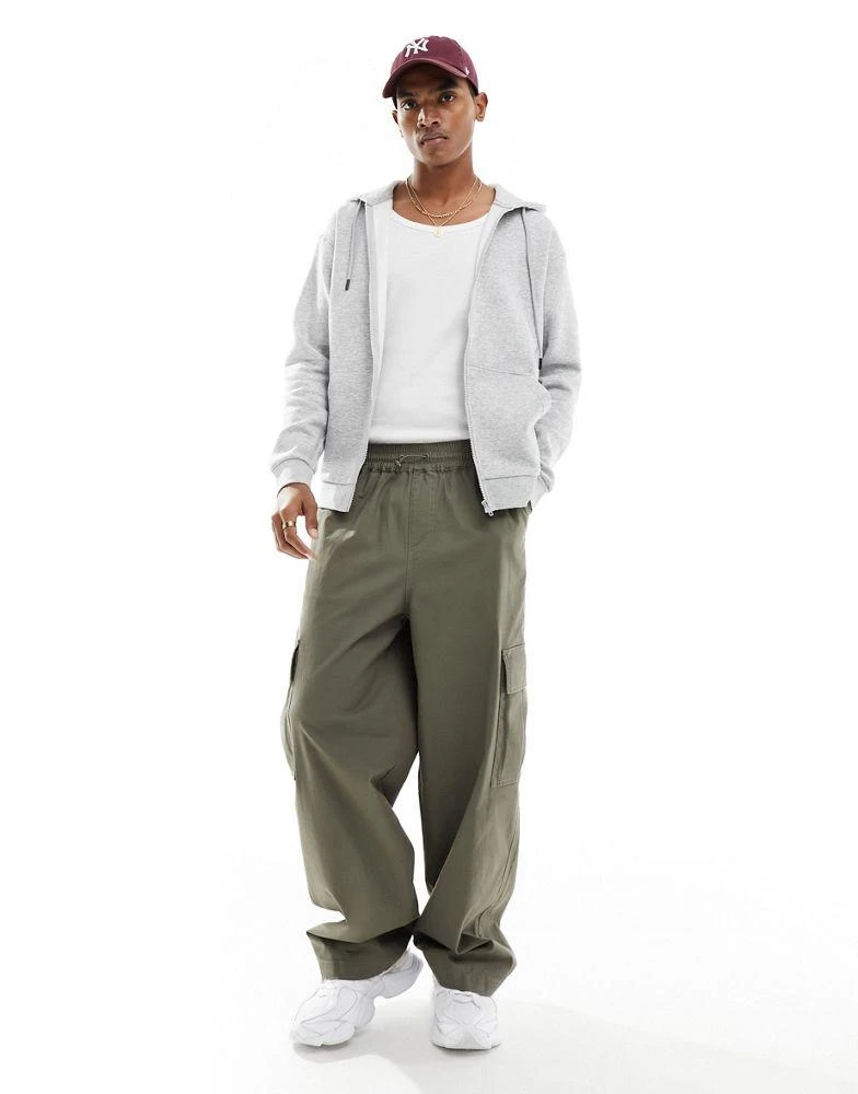 Jack & Jones Jack & Jones zip through hoodie in light grey marl 2