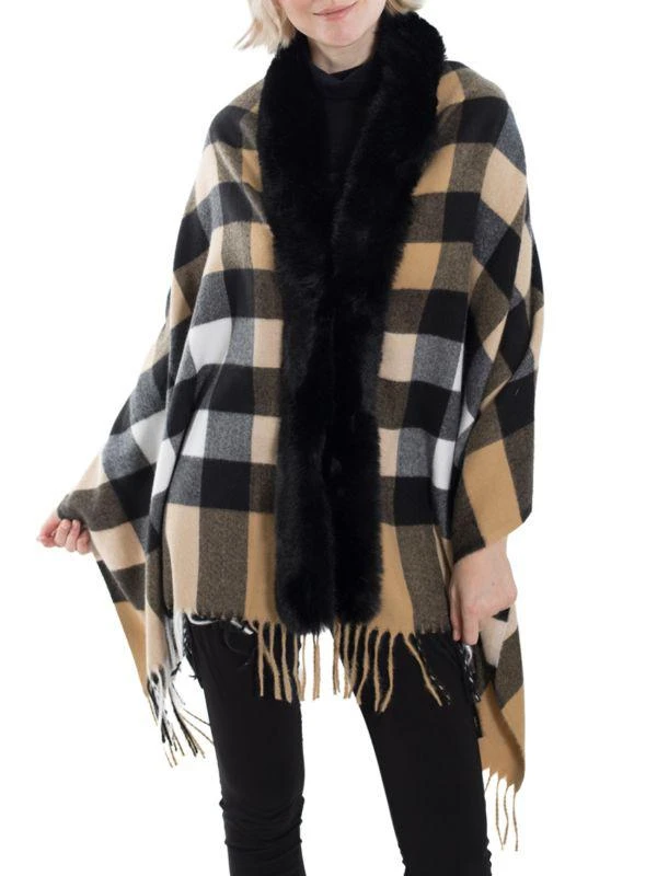 BELLE FARE Velvety Wool Blend Plaid Wrap 1