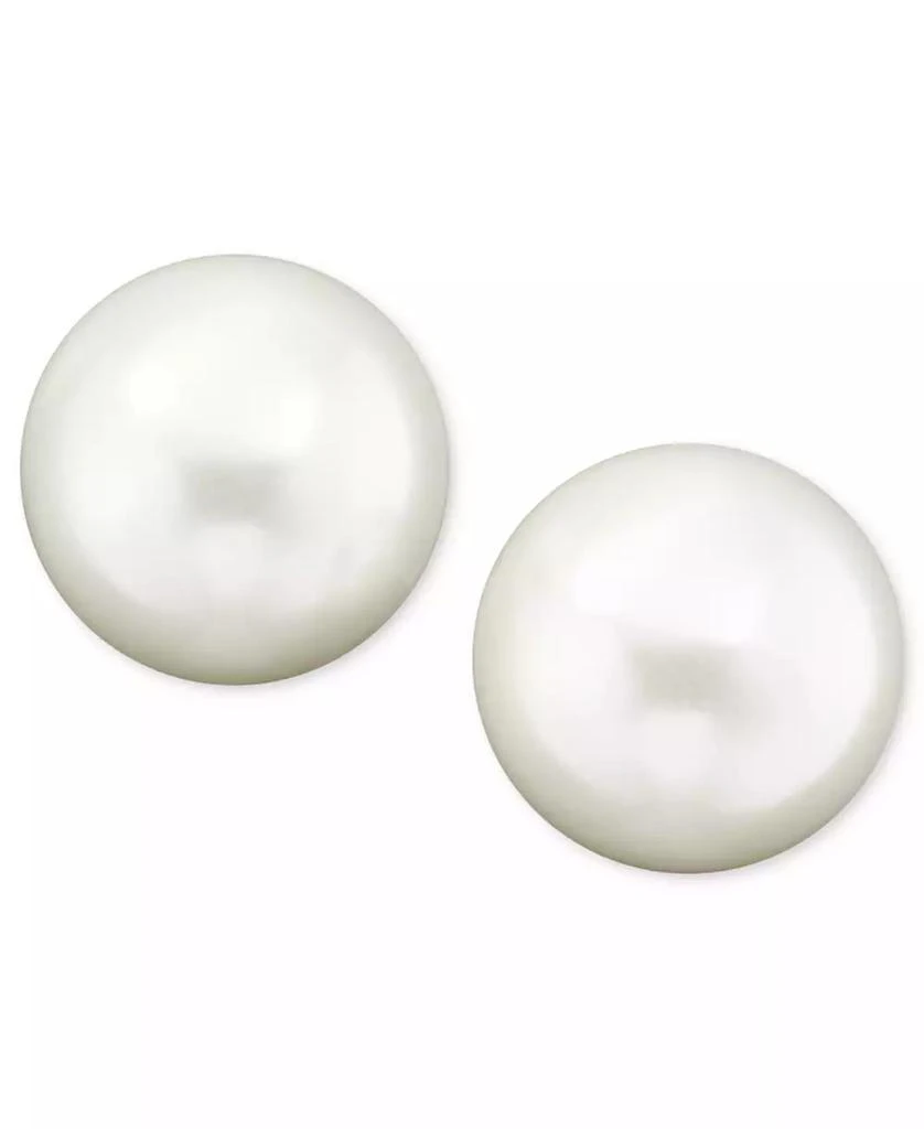 Ralph Lauren Sterling Silver Plated Glass Pearl Stud (10mm) Earrings 1