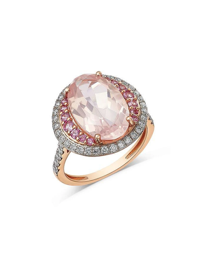 Bloomingdale
s Fine Collection Rose Quartz, Pink Sapphire
Diamond Halo Ring in 14K Rose Gold