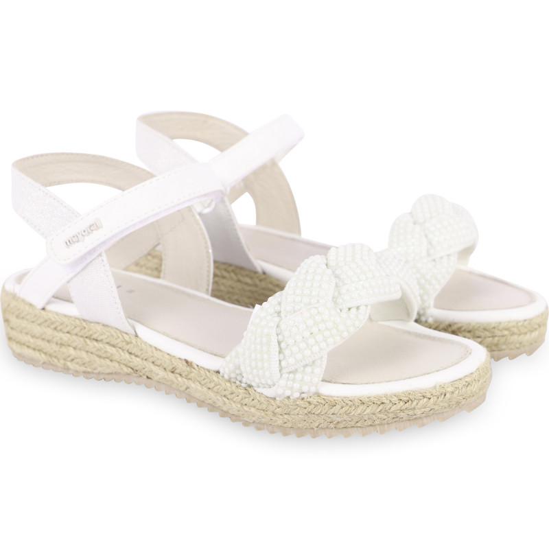 Mayoral Braided design studded velcro strap sandals in white