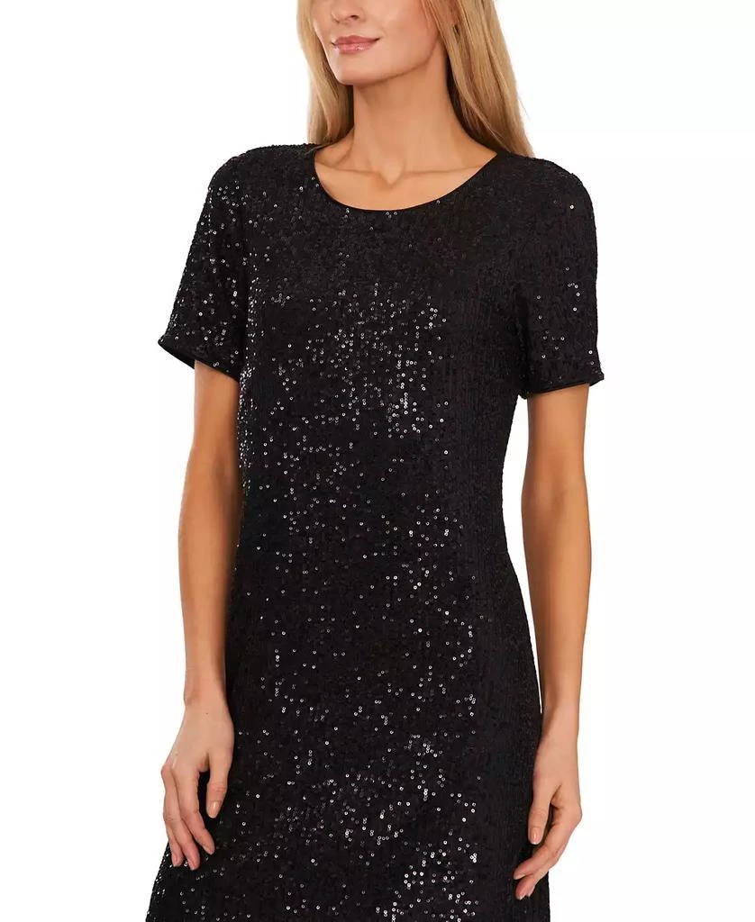 CeCe Women's Short Sleeve Scoop Neck Sequin Dress 3