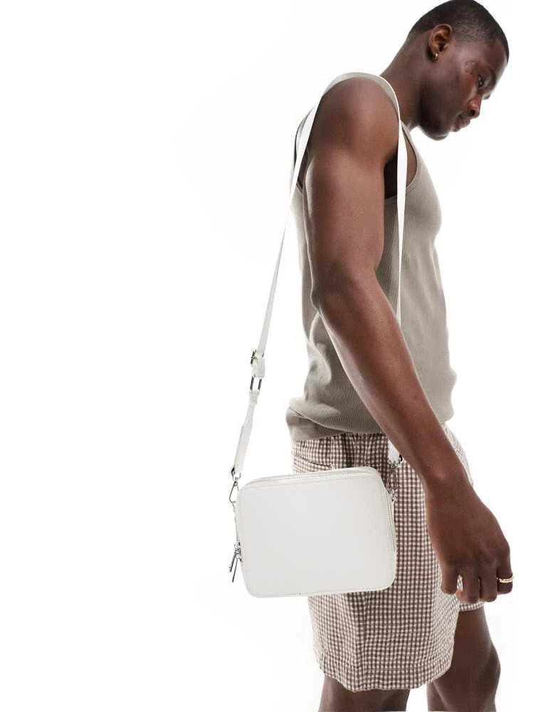 ASOS ASOS DESIGN large faux leather cross body camera bag in white 3