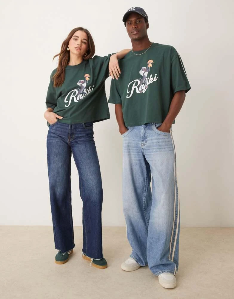ASOS ASOS DESIGN Disney unisex oversized cropped t-shirt with Lion King Rafiki print and piping in green 4
